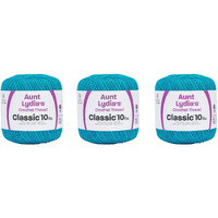 Aunt Lydia Classic Parakeet Crochet - 3 Pack Of 350Y/320M - Cotton - Gauge 10 - Crochet