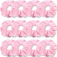 Ivaryss Pink Scrunchies, Premium Velvet Soft Hair Scrunchy, Solid Colors Thick Elastic Bands, Hair Accessories For Women And Girls, 12 Pack