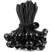 Joneaz Bungee Cord With Balls 15 Inch, Uv Resistant, Black, 50- Piece