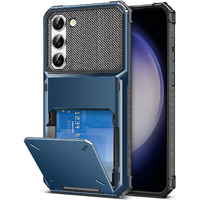 Cooya For Samsung S23 Case Wallet 5 Credit Card Holder Slot Flip Cover Galaxy S23 Wallet Case Back Pocket Dual Layer Protective Hard Shell Tpu Rubber Bumper For Samsung Galaxy S23 6.1 Navy Blue