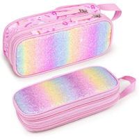 Bagseri Large Capacity Pencil Pen Case Expandable Cute Pencil Case For Girls Kids, Pencil Pouch Organizer For Student School Office Supplies, Pencil Case Only (Pink, Unicorns)