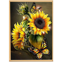 Sunflower Stamped Cross Stitch Kits - Needlepoint Counted Cross Stitch Kits For Beginners Adults Butterfly Patterns Dimensions Embroidery Kits Arts And Crafts (11Ct Without Frame)