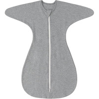 Zigjoy Shark-Fin Transition Swaddle - 1.0 Tog Baby Sleep Sack 3-6 Months Soft Cotton Transitional Baby Wearable Blanket With 2-Way Zipper For All Seasons, Grey, Medium