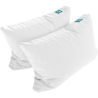 Sleepgram Bed Support Adjustable Hypoallergenic Cool Sleeping Loft Soft Pillow With Removeable Microfiber Cover, Queen Size, White (2 Pack)