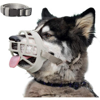 Dog Muzzle, Soft Silicone Basket Muzzle For Dogs, Allows Panting And Drinking, Prevents Unwanted Barking Biting And Chewing, Included Collar And Training Guide