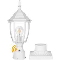 Partphoner Dusk To Dawn Outdoor Post Light With Pier Mount Base, Waterproof Pole Lantern Light Fixture, Exterior Lamp Post Lantern Head With Clear Glass Panels For Garden, Patio, Pathway (6 Inch)