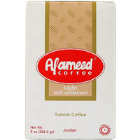 Al Ameed Gourmet Turkish Ground Coffee Light Roast With Cardamom, 100% Authentic Arabica, Fresh & Finely Ground, 8Oz