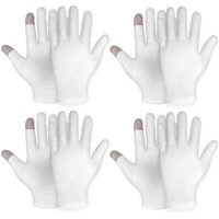 4 Pairs Touch Screen Moisturizing Gloves White Cotton Moisturizing Gloves Overnight Bedtime Heal Eczema Sleeping Lotion Hand Spa Treatment Gloves Repair Rough Cracked Dry Chapped Hands Skin(White)