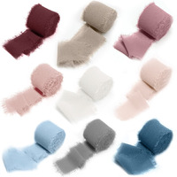 Mlurcu Chiffon Ribbon Fringe Silk Ribbon 9 Rolls Handmade Frayed Edges Ribbon 1.5 Inch X 3 Yard Fabric Boho Ribbon For Gift Wrapping Wedding Invitations Decoration Diy Craft Bridal Bouquets