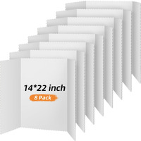 Henoyso 8 Pieces Tri Fold Poster Board Lightweight Fold Presentation Board Science Fair Display Boards(White,14 X 22 Inch)