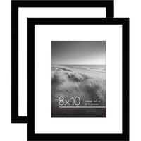 Americanflat 8X10 Picture Frame In Black, 2 Pack - Use As 5X7 Picture Frame With Mat - Includes Sawtooth Hanging Hardware For Horizontal Or Vertical Display