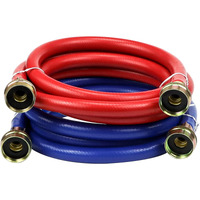 2 Pack Rubber 6Ft Washing Machine Hoses Burst Proof Red And Blue Coded Washer Hoses For Hot And Cold Water 3/4\" Connection Water Supply Lines By Fetechmate - 10 Year Warranty