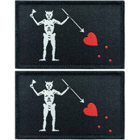 Jbcd 2 Pack Blackbeard Flag Patch Pirate Edward Teach Flags Tactical Patch Pride Flag Patch For Clothes Hat Patch Team Military Patch