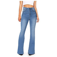 Kdf Flare Jeans For Women Women\'s Bootcut Bell Bottom Jeans High Waisted Stretch Slimming Bell Bottoms Jeans, 6, Light Blue