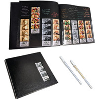 Photo Booth Nook Scrapbook Album With Gel Pens (1 Count) - Scrapbooking Journal With Leather Cover - 40 Black Pages, 2X6" Cover Picture Slot & Photo Strip Inserts - Wedding, Graduation Photos