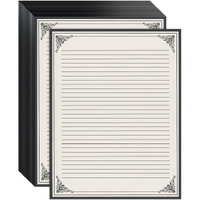 48 Sheets Fancy Vintage Lined Paper With Antique Border Design, Aged Stationery For Writing Letters, Invitations, Poems, Lyrics, Notes, Cream Color (85 X 11 Inches)