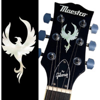 Inlay Sticker For Guitar Headstock - Phoenix Bird - White Pearl