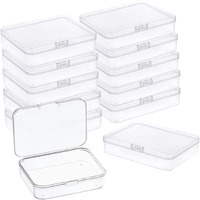 Mfdsj 12 Pcs Mini Plastic Storage Containers Box With Lid, 4.5X3.4 Inches Clear Rectangle Box For Collecting Small Items, Beads, Game Pieces, Business Cards, Crafts Accessories