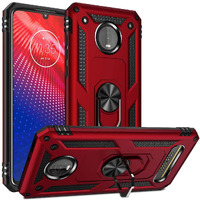Moto Z4 Case,Moto Z4 Play Case, Military Grade Protective Moto Z4 Cases Cover With Ring Car Mount Kickstand For Moto Z4/Z4 Play - Red
