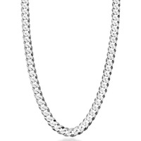 Miabella Solid 925 Sterling Silver Italian 7Mm Diamond Cut Cuban Link Curb Chain Necklace For Men Women (Length 20 Inches (Short))