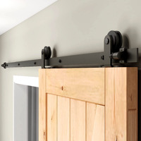 Ccjh 7.5Ft Sliding Barn Door Hardware Kit, Heavy Duty, Smoothly And Silently, Easy To Install, Fit 45\" Width Single Door Panel, T-Shaped Style Black