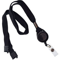 Bulk 25 Pack - Comfort Black Breakaway Lanyard & Badge Reel Combo By Specialist Id
