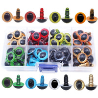 Artcxc 64Pcs 15Mm 8Colors Flat Pupils Plastic Safety Eyes Craft Eyes With Washers For Doll, Puppet, Plush Animal Diy Making