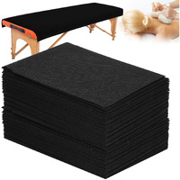 50 Pcs 31\" X 79\"Thick Soft Massage Table Sheets Sets Disposable Spa Bed Sheets Non Woven Fabric Lash Bed Cover (Black)