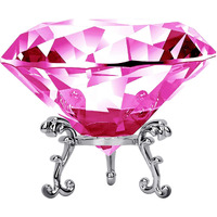 Large Crystal Diamond Paperweight With Stand Jewels Wedding Decorations Centerpieces Home Decor 3.15 Inch (Z-Pink)