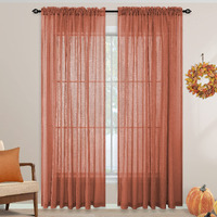 Terracotta Curtains Extra Long For Living Room 2 Panels Rod Pocket Home Fashion Airy Elegant Sheer Window Drapes For Patio Sliding Door French Dining Doorway Wedding Backdrop Home Decor 52 X 108 Inch
