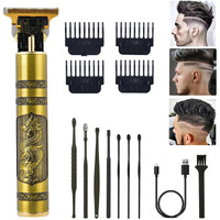 Pxlisie Professional Cordless Hair Trimmer, T-Blade Hair Clippers For Men, Zero Gapped Trimmer Rechargeable Beard Trimmer Edgers Clippers Hair Cutting Kit With Guide Combs, Ear Spoon Tool Set