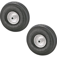 Rocky Mountain Dolly Wheel 4.10/3.50-4 - Heavy Duty Replacement Tire/Rim For Hand Truck, Cart, Dolly, Garden Cart - 2.25 Offset Hub With Pneumatic 5/8 Ball Bearing - Sawtooth Tread - 400 Lb (2)