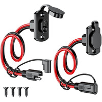 Depvko 2Pcs Sae Quick Connector Harness, 1Ft 12Awg Sae Adapter Male Plug To Female Socket Cable, Waterproof Sae Extension Cord For Solar Panel Generator Battery Charger