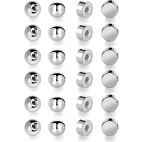 6 Pairs Screw Ball Backs And 6 Pairs Flat Backs Sugical Stainless Steel Earring Backings Replacement Hypoallergenic For 18/20G Threaded Post Screw Studs Earrings(Pack Of 6)