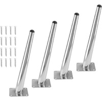Seimneire 4Pcs 10 Inch Furniture Legs, Oblique Conical Metal Legs Chrome Mid-Century Style Furniture Feet For Sofa Cabinet Table Chair Cupboard Couch Ottoman Home Diy Projects