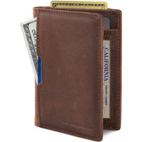 Serman Brands - Wallets For Men Slim Mens Leather Rfid Blocking Minimalist Card Front Pocket Bifold Travel Thin (Texas Brown 5.0)