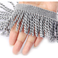 Hedonghexi Curtain Fringes Bullion Fringe Trim 5/10 Yard X 2.5 Inches Fabric Trims Sewing Diy Decoration For Curtain Sofa Clothes (Light Silver, 10Yard)