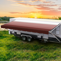 Shadepro - Rv Awning Fabric Replacement - Heavy Duty Weatherproof Vinyl - Universal Outdoor Canopy For Camper, Trailer, And Motorhome Awnings - Burgundy - 20\' (Fabric 19\' 2\")