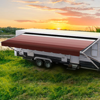 Shadepro - Rv Awning Fabric Replacement - Heavy Duty Weatherproof Vinyl - Universal Outdoor Canopy For Camper, Trailer, And Motorhome Awnings - Burgundy Blk Wg - 19\' (Fabric 18\' 2\")