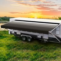 Shadepro - Rv Awning Fabric Replacement - Heavy Duty Weatherproof Vinyl - Universal Outdoor Canopy For Camper, Trailer, And Motorhome Awnings - Granite Blk Wg - 15\' (Fabric 14\' 2\")