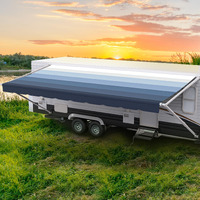 Shadepro - Rv Awning Fabric Replacement - Heavy Duty Weatherproof Vinyl - Universal Outdoor Canopy For Camper, Trailer, And Motorhome Awnings - Pacific Blue - 24\' (Fabric 23\' 2\")