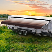 Shadepro - Rv Awning Fabric Replacement - Heavy Duty Weatherproof Vinyl - Universal Outdoor Canopy For Camper, Trailer, And Motorhome Awnings - Walnut Brown Blk Wg - 17\' (Fabric 16\' 2\")