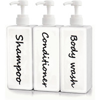 21Oz Shampoo And Conditioner Dispenser (Set Of 3) Modern Refillable Shampoo Pump Bottles For Shower Soap - Empty Shampoo Conditioner Body Wash Dispenser Set - Stylish Permanent Labels - For Bathroom