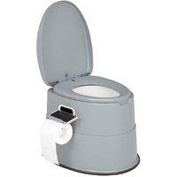 Vingli Portable Toilet | Indoor Outdoor Commode W/Detachable Inner Bucket & Removable Paper Holder, Lightweight & Compact For Camping, Boat, Van, Emergency Use (Grey)