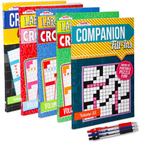 Variety Savings 5-Pack 450+ Travel-Size Crosswords Puzzle Books For Adults, Aging Seniors Brain Stimulation Large Print Words Activity Books (Variety Pack Bulk), Paperback - Digest Size 8X5