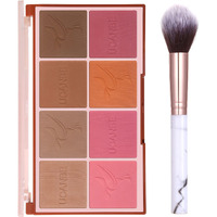 8 Colors Face Matte Blush Palette Shading Blusher With Brush - Buildable Facial Cheek Blusher Contour Bronzing Pressed Powder Makeup Pallet Women Gift Set (Multicolor, Standard Size)