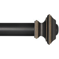 Ivilon Window Treatment Curtain Rod - Square Finials, 1 1/8 In Rod, 48 To 86 Inch, Antique Black