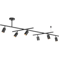 Globe Electric Waylon 6-Light Track Lighting, Matte Black, Center Swivel Bars
