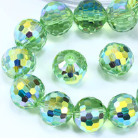 Dowarm 100Pcs 8Mm Crystal Glass Beads For Jewelry Making, Faceted Crystal Beads For Crafts Bracelet Wind Chimes Suncatcher, #5003 Rondelle Spacer Beads, Loose Gemstones, Light Green Ab