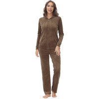 Dolcevida Womens Velour Sweatsuits Sets 2 Piece Tracksuits Outfits Full Zip Hoodie And Sweatpant Set Velvet Jogging Suit (Mocha, L)